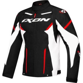 Ixon Chaqueta de Moto Striker Impermeable Textil Negro-Blanco-Rojo Brillante