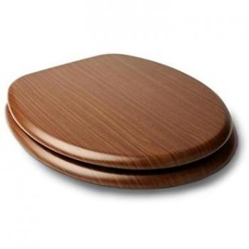 TATAY Tapa WC Universal Nature, de madera MDF, Forma Ovalada, Resistente y cálido, Fácil Instalación, Marrón. Medidas 47,5 x 37,5 cm