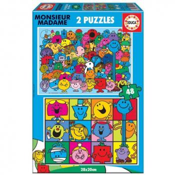 Puzzle Doble Infantil Monsieur Madame 2x48 Piezas
