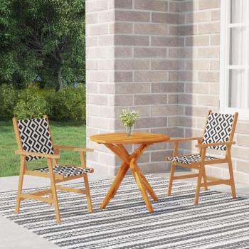 Juego de comedor de jardín 3 piezas de madera maciza de acacia