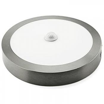 Downlight LED Superficie Redondo Plata 18W con Sensor de Presencia Luz Fría 6400K