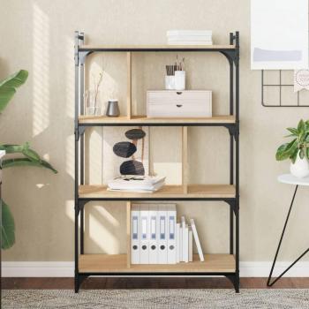 Librería 4 estantes madera ingeniería 76x32x123 cm Negro, Roble Sonoma, Roble ahumado Mueble Almacenaje Estantería para Oficina, Estudio, Dormitorio