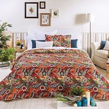 San Carlos Praia - Colcha bouti, para cama de 150, color naranja