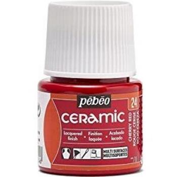 Pintura Cerámica Opaque Rojo Cereza 45 ml - Efecto Brillante - Pebéo