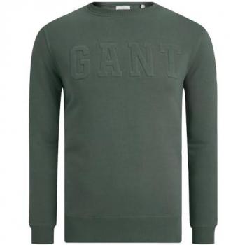 Sudadera Gant para Hombre con Cuello Redondo y Grabado, Color Verde Tierra Oscuro, Talla S