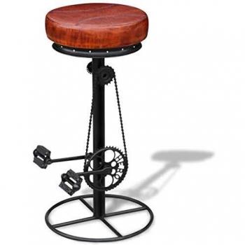 vidaXL Taburete de bar en cuero con pedales de bicicleta marrón y negro