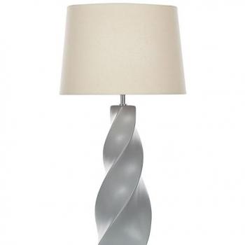 Lámpara de mesa clásica Belaya - Base de cerámica gris 71 cm con pantalla de tela blanca