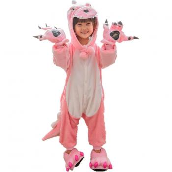 lifenewbaby desmontable Capucha Pijama Niños Franela Cartoon Animal Anime Cosplay costume-dinosaur rosa Rosa dinosaurio rosa XXS