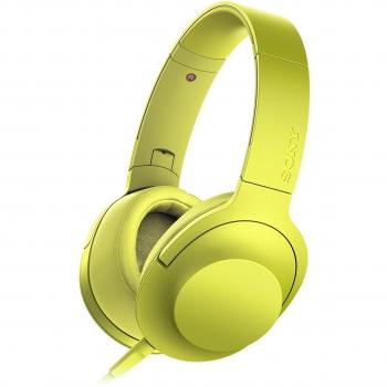 Sony MDR-100AAP h.ear on - Auriculares con sonido de alta resolución Hi-Res Audio y manos libres con control remoto, amarillo