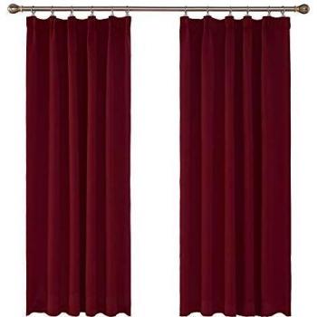 Amazon Brand - Umi Cortinas Navidad Dormitorio Moderno Tela Suave Gruesa para Ventanas de Habitación Juvenil Fruncido 2 Piezas 132x160cm Rojo Oscuro