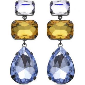Pendientes Africa de Luxenter en oro amarillo de 18k con cristal azul