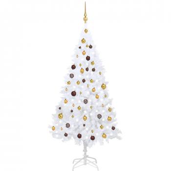 vidaXL Artificial Pre-lit Christmas Tree with Ball Set White 180 cm PVC
