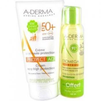 A-Derma Protect AD Crema Solar SPF50+ 150ml + A-Derma Exomega Control Aceite Limpiador Emoliente 100ml