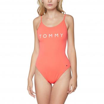 Tommy Hilfiger One-Piece, Traje de Baño de Una Pieza para Mujer, Rojo