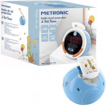 Radio Reloj Despertador Digital Metronic 477342 con Proyector de Techo y Doble Alarma para Niños