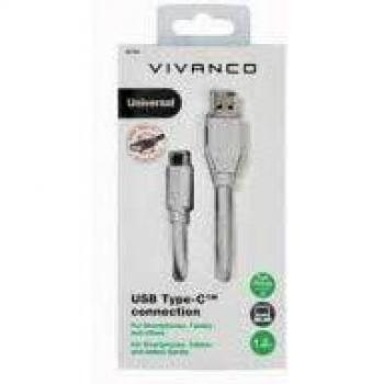 Vivanco 38756 Cable de Datos USB Tipo C, 1,2m, Resistente