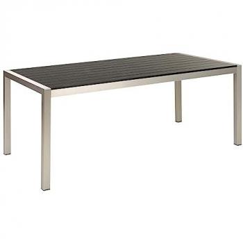 Mesa de Comedor de Jardín 180 x 90 cm para 6 Personas con Estructura de Aluminio Negro y Plateado Vernio