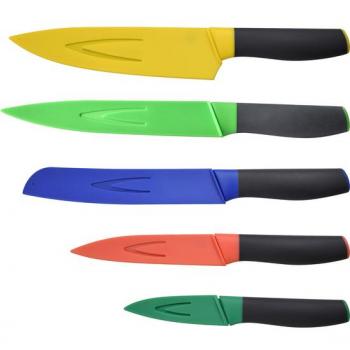 SET 5 CUCHILLOS DE COCINA CON FUNDA PROTECTOR CASA BENETTON