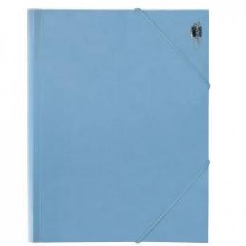 Carpeta con gomas y solapas de polipropileno tamaño Din A4 en color celeste opaco.