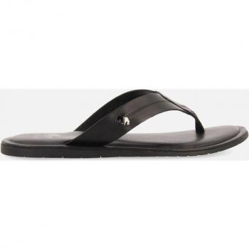 Sandalias de hombre negras de piel con plantilla acolchada y diseño moderno