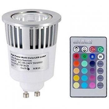 Ledbox LD1031021 - Bombilla LED, GU10, 5 W, RGB + mando a distancia para vitrinas y escaparates