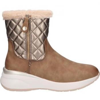 Botas de Mujer Xti 143364 TEXTIL TAUPE, Botines con cuña de goma, cremallera lateral, color marrón (38), material textil, altura de tacón entre 3 a 5 cm,