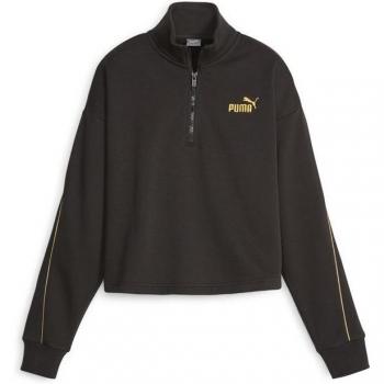 Sudadera Puma Essentials+ Minimal Gold Half-Zip Negro Mujer