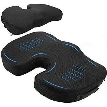 Levesolls Cojín Coxis de Espuma Memoria Cojin Silla Oficina Cojín de Asiento para Coche, Sillas Gaming, Rueda, Funda Lavable