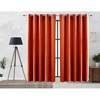 Cortina Oscurante Aterciopelada Teja 300x260 cm con Ojales Metálicos