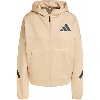 Adidas Women's Z.N.E. Full-Zip Hoodie in Camel Beige - Size XL