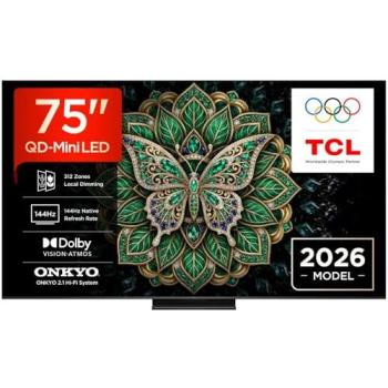 TCL 75C6K PRO - Smart TV QD-Mini LED 75 4K UHD, Procesador AiPQ Pro, Dolby Vision-Atmos, Google TV, Negro