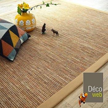 Alfombra plana Borneo Nature con borde de algodón café au lait - 200 x 290 cm