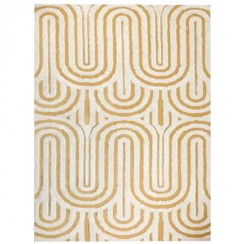 Alfombra moderna de algodón 300 x 400 cm con diseño abstracto en color blanco crema y amarillo