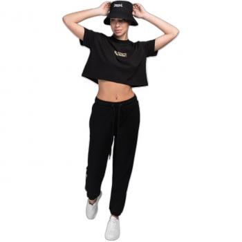 Lonsdale Aultbea Women's Black Cropped Short Sleeve T-shirt
