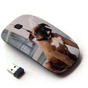 ART-GEAR Ratón óptico 2.4G inalámbrico / Boxer Breed Dog Brown Fur Puppy