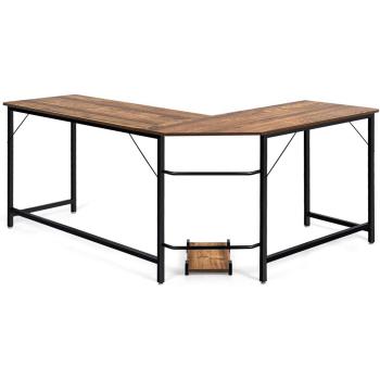 Escritorio Esquinero L 167,5 x 125,5 x 73,5 cm - Carga 100 kg - Mesa para Ordenador con Soporte CPU Móvil (Marrón)
