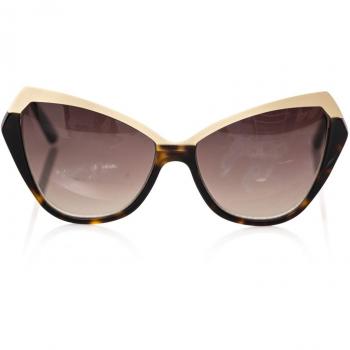 Frankie Morello Chic Cat Eye Sunglasses with Gold Accents - Black Acetate, Female, Size: ONE SIZE