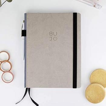 Libreta Bullet Journals L Mocca/Libreta Punteada- 19 x 25 cm- Encuadernación Suisse- Tapa Dura en Polipiel