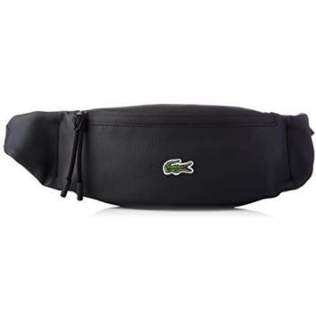 Lacoste - Riñonera LCST negro con diseño de cremallera y logo distintivo