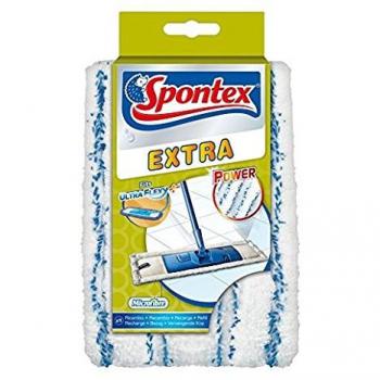 Spontex Extra Power - Recambio de mopa, microfibras desincrustante, color blanco, paquete de 2
