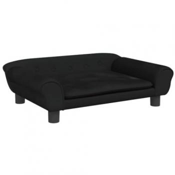 Cama para perros de terciopelo negra 70x48x22 cm