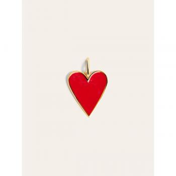 Charm Singularu Lovely Heart Red Enamel Baño Oro