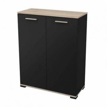 Mueble Auxiliar Izzy Estilo Industrial Color Roble Kronberg y Negro Mate 80x102x35 cm