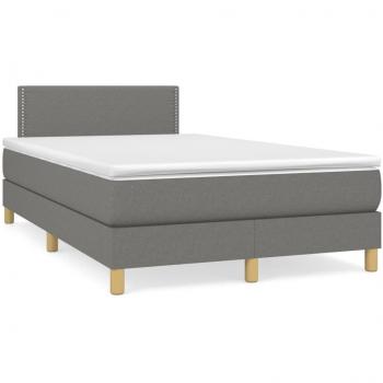 Colchón cama suave y tela LED gris oscuro 120x190cm - Cama box spring con colchón y led tela marrón oscuro 120x190 cm Vidaxl Gris