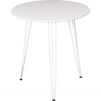 Mesa de Comedor Redonda Estilo Moderno Nórdico con Patas de Horquilla Metálicas Ø70x75 cm Blanco