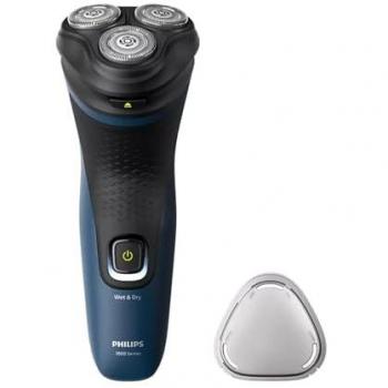Depiladora Eléctrica de Luz Pulsada Philips S1151 - Afeitadora eléctrica negra/azul, serie 1000, tecnología Wet and Dry, con batería, incluye máquina afeitadora
