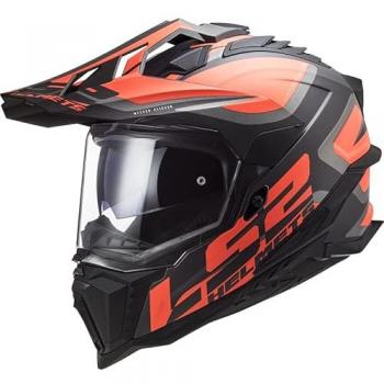 LS2 Casco Adventure MX701 EXPLORER Alter Negro Mate-Fluorescente-Naranja, Casco Moto Cross EXPLORER ALTER Matt Black Fluo Orange, S