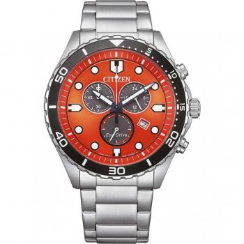 Reloj Cronógrafo Citizen Eco-Drive AT2560-84X para Hombre, 43mm, Acero Inoxidable, Resistente al Agua 10ATM, Color Naranja