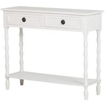 Consola de Madera Beige con Almacenamiento 90x30x75 cm