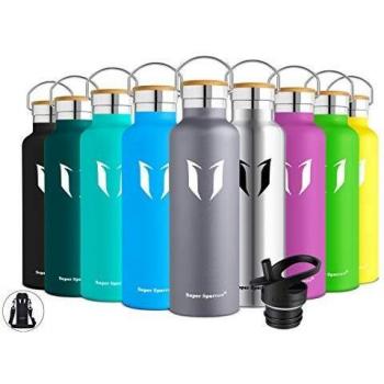 Super Sparrow Botella de Agua aislada al vacío de Acero Inoxidable, diseño de Pared Doble, Boca estándar - 750ml - Eco Friendly & BPA Gratis - para Correr, Gimnasio, Yoga, Ciclismo